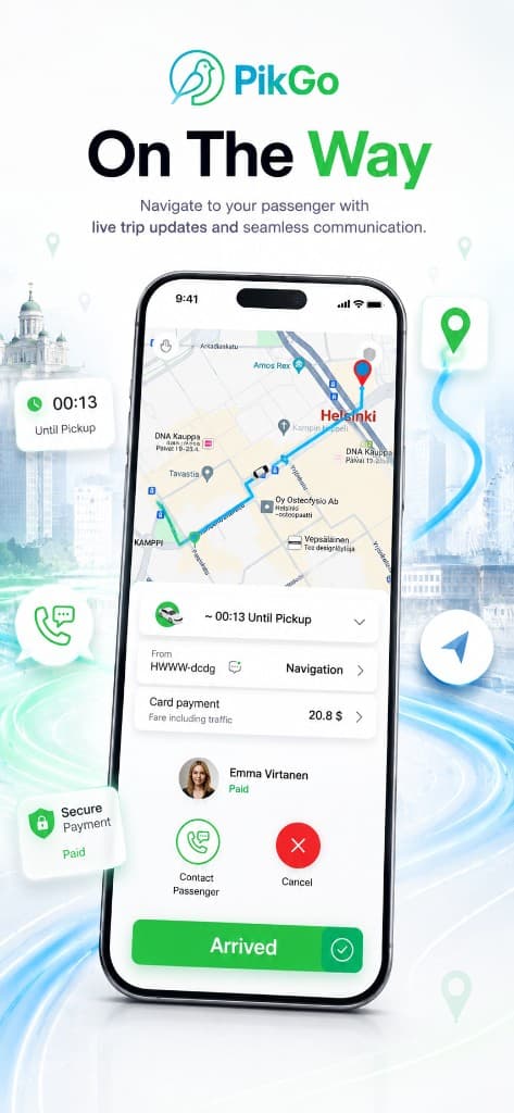 اپلیکیشن راننده PikGo؛ وضعیت در مسیر و تماس با مسافر